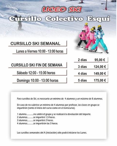 precios curso ski granada malaga liceo ski